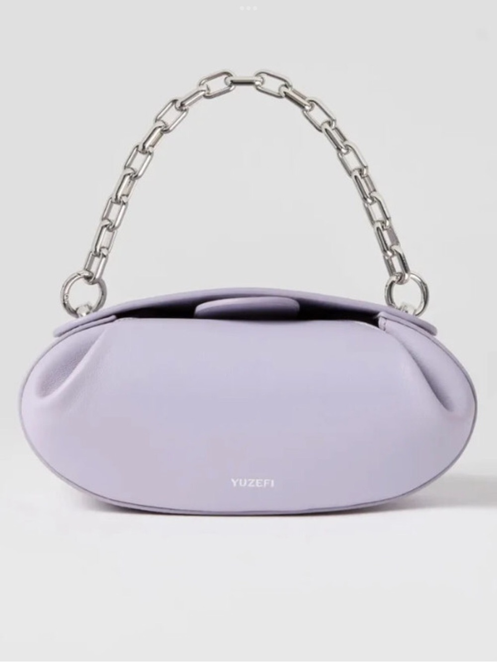 Yuzefi / Lilac Leather Dinner Roll Bag /Silver Chain Replaced (Read)
